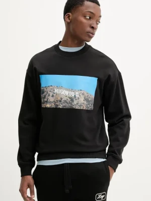 HUGO bluza bawełniana męska kolor czarny z nadrukiem 50537546