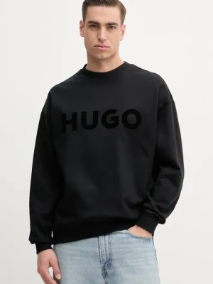 HUGO bluza bawełniana męska kolor czarny z nadrukiem 50538778