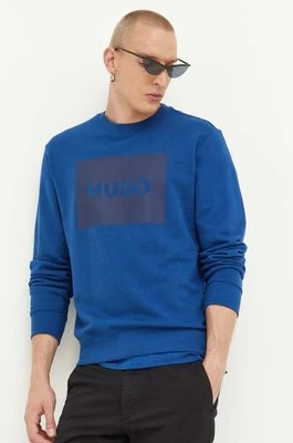 HUGO bluza bawełniana męska kolor niebieski z nadrukiem 50467944
