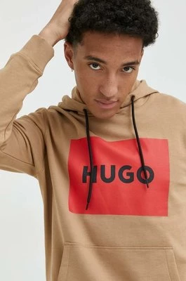 HUGO bluza bawełniana męska kolor beżowy z kapturem 50473168