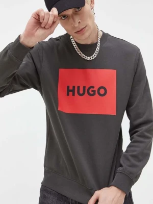 HUGO bluza bawełniana męska kolor szary z nadrukiem 50467944