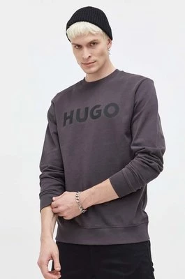 HUGO bluza bawełniana męska kolor szary z nadrukiem 50477328