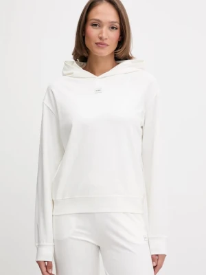 HUGO bluza SIGNATURE_HOODIE damska kolor beżowy z kapturem z aplikacją 50556816