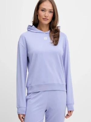 HUGO bluza damska kolor fioletowy z kapturem z aplikacją 50556816