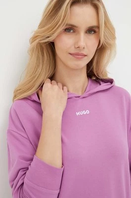 HUGO bluza lounge kolor fioletowy z kapturem 50490594