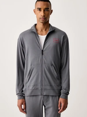 HUGO bluza lounge męska bawełniana z elastanem Laze Zip Jacket szary