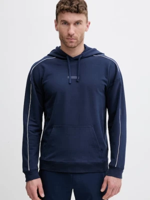 HUGO bluza z kapturem męska bawełniana z elastanem PALO HOODIE granatowy