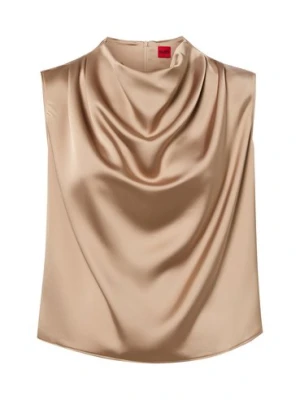 HUGO Bluzka damska - Casmini Kobiety brązowy|różowe złoto jednolity,