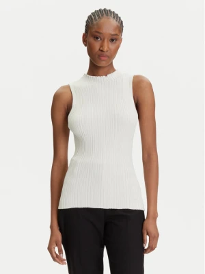 HUGO Bluzka Sarepilk 50542597 Écru Slim Fit Kremowy