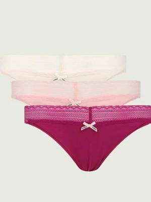 Hugo Bodywear Stringi 3-pack malinowy