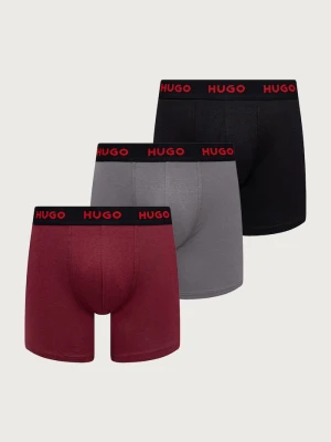 HUGO bokserki męskie bawełniane z elastanem BOXERBR TRIPLET PACK 3-pack szary