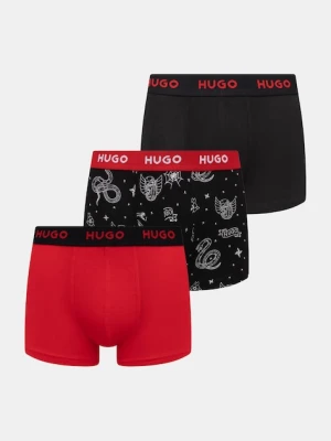 HUGO bokserki męskie bawełniane z elastanem TRIPLET DESIGN 3-pack czarny
