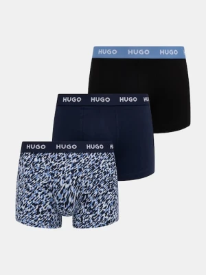 HUGO bokserki męskie bawełniane z elastanem TRIPLET DESIGN 3-pack niebieski