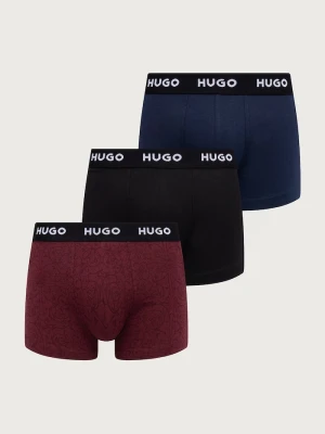 HUGO bokserki męskie bawełniane z elastanem TRIPLET DESIGN 3-pack bordowy