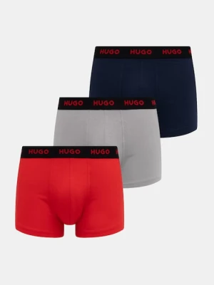 HUGO bokserki męskie bawełniane z elastanem TRUNK TRIPLET PACK 3-pack czerwony