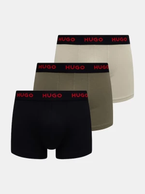 HUGO bokserki męskie bawełniane z elastanem TRUNK TRIPLET PACK 3-pack zielony