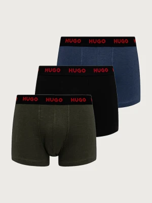 HUGO bokserki męskie bawełniane z elastanem TRUNK TRIPLET PACK 3-pack zielony