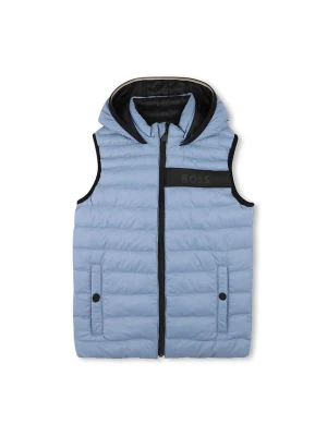 Hugo Boss Kids Dwustronna kamizelka pikowana w kolorze błękitnym rozmiar: 128