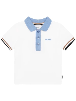 Hugo Boss Kids Koszulka polo w kolorze biało-błękitnym rozmiar: 86