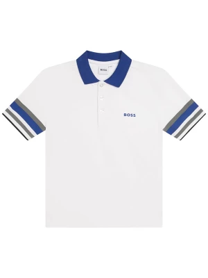 Hugo Boss Kids Koszulka polo w kolorze biało-niebieskim rozmiar: 158