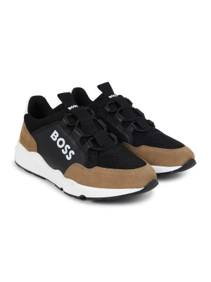 Hugo Boss Kids Skórzane slippersy w kolorze jasnobrązowo-czarnym rozmiar: 39
