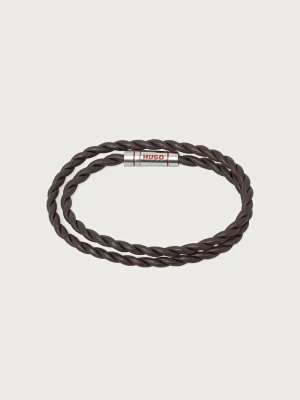 HUGO bransoletka męska skórzana E-DOUBLEBRAID4-BRA pomarańczowy