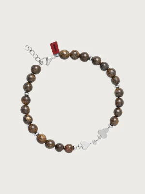 HUGO bransoletka męska ze stali nierdzewnej z lapisem lazuli E-BEADS5-BRA brązowy