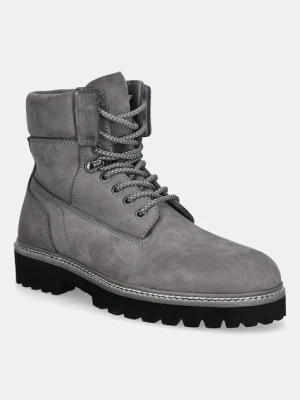 HUGO buty nubukowe Draven męskie kolor szary 50552695