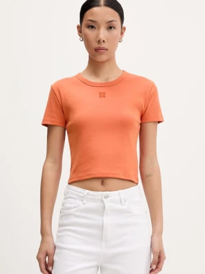 HUGO crop top damskie z bawełną Delanor