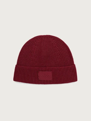 HUGO czapka beanie damska Sential_2.0_Hat bordowy
