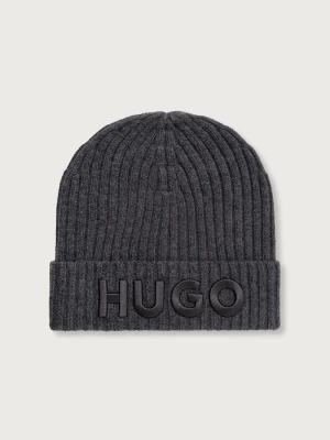 HUGO czapka beanie męska wełniana Unisex-X565-7 szary