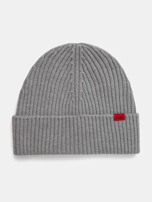 HUGO czapka wełniana kolor szary wełniana 50524570