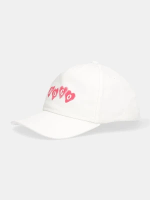 HUGO czapka z daszkiem bawełniana Cara-Valentine kolor beżowy 50557038