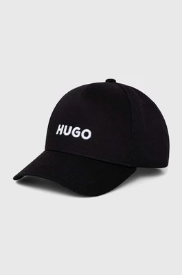 HUGO czapka z daszkiem bawełniana kolor czarny z aplikacją 50518901