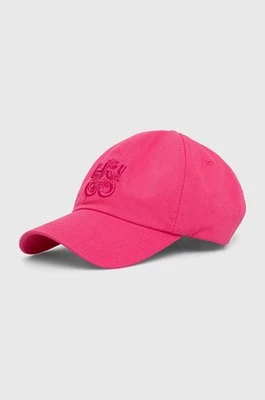 HUGO czapka z daszkiem bawełniana kolor różowy z aplikacją 50519271