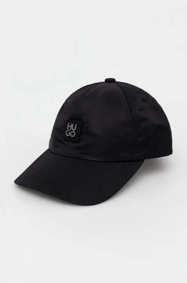 HUGO czapka z daszkiem kolor czarny z aplikacją 50514124