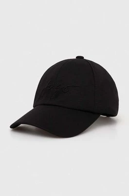 HUGO czapka z daszkiem kolor czarny z aplikacją 50513400