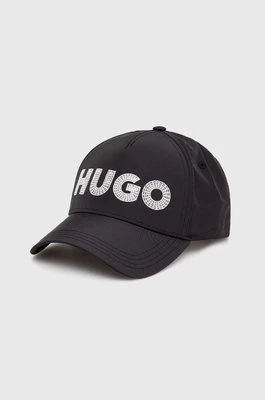 HUGO czapka z daszkiem kolor czarny z aplikacją 50515963