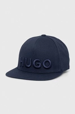 HUGO czapka z daszkiem kolor granatowy z aplikacją 50510116