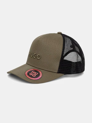 HUGO czapka z daszkiem męska z bawełną Marsel-Trucker zielony