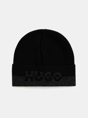 HUGO czapka z dodatkiem wełny kolor czarny 50545552
