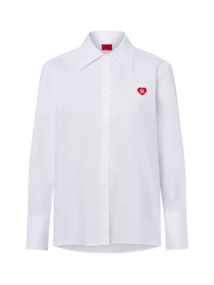 HUGO Damska bluzka koszulowa - Erselia Kobiety Bawełna biały jednolity,