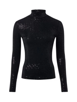 HUGO Damska koszulka z długim rękawem - Drisila Kobiety czarny wypukły wzór tkaniny,