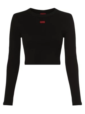 HUGO Damska koszulka z długim rękawem Kobiety Bawełna czarny jednolity,