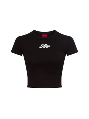 HUGO Damski croptop - Delanor Kobiety Bawełna czarny jednolity,