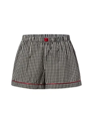HUGO Damskie szorty od piżamy - Vichy Kobiety Bawełna (100%) czarny|biały w kratkę,