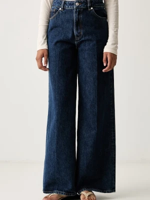 HUGO jeansy wide leg damskie 937_16 granatowy