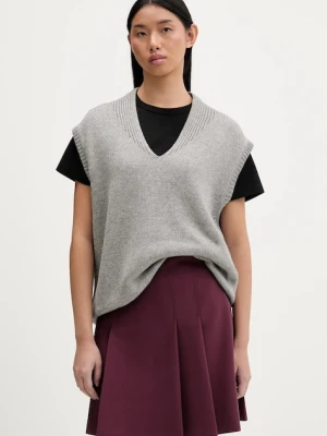 HUGO kamizelka z domieszką kaszmiru damskie kolor szary 50554059