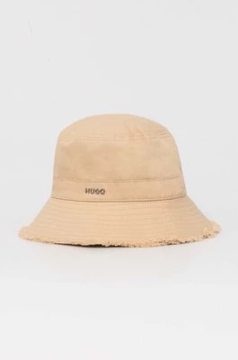 HUGO kapelusz bawełniany kolor beżowy bawełniany 50508003
