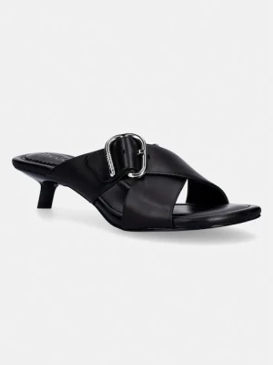 HUGO klapki na niskim obcasie damskie skórzane Amaryl